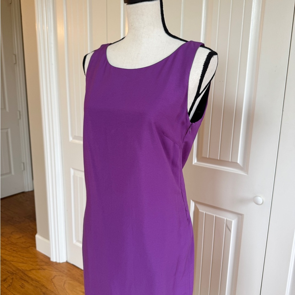 ZARA Purple Open V-Back Sleeveless Sheath Dress Mini Cocktail Party Modern M - Picture 10 of 13